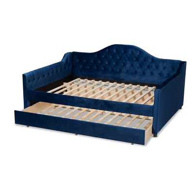 Perry Velvet Daybed With Trundle - Baxton Studio - Image 6