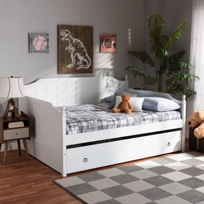 Full Millie Wood Daybed With Trundle White - Baxton Studio - Image 7
