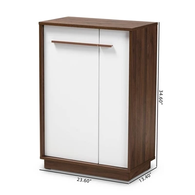 Mette Walnut Finished Wood Shoe Cabinet White - Baxton Studio - Image 4