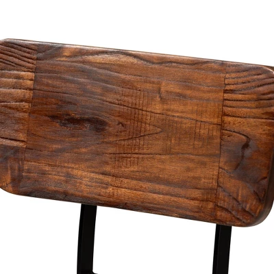 Set Of 2 Kenna Wood And Metal Finished Metal Barstools Brown/Black - Baxton Studio - Image 3