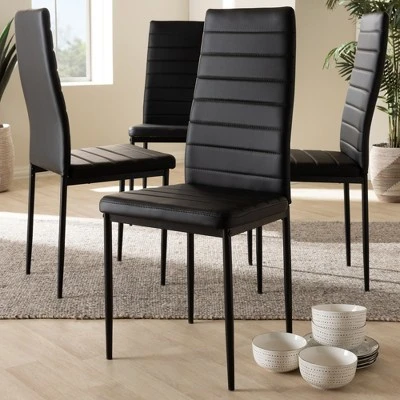 Set Of 4 Armand Modern And Contemporary Faux Leather Upholstered Dining Chairs - Baxton Studio - Image 2
