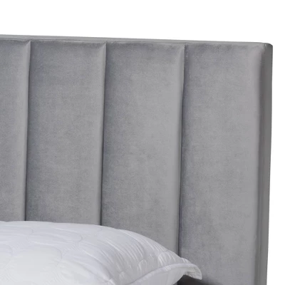 Clare Velvet Panel Bed With Tufted Headboard - Baxton Studio - Image 3