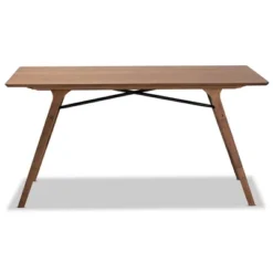 Saxton Wood Dining Table Walnut Brown/Black - Baxton Studio