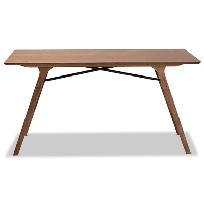 Saxton Wood Dining Table Walnut Brown/Black - Baxton Studio
