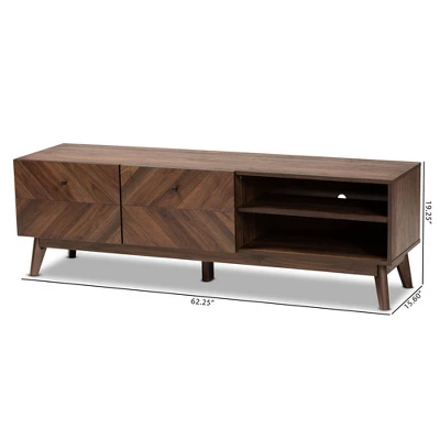Hartman Wood TV Stand For TVs Up To 60" Walnut Brown - Baxton Studio - Image 5