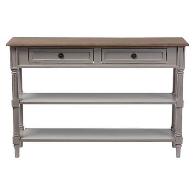 Edouard French Provincial Style Console Table With 2 Drawers - White/Light Brown - Baxton Studio
