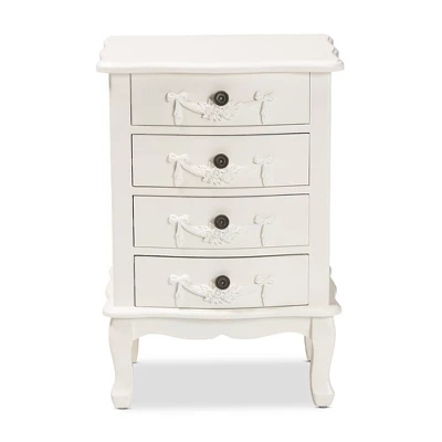 Callen Wood 4 Drawer Nightstand White - Baxton Studio - Image 3