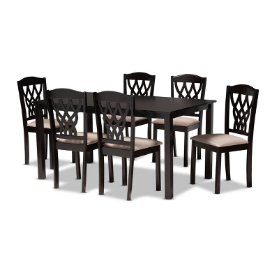 7pc Salem Fabric Upholstered And Wood Dining Set - Baxton Studio - Image 8