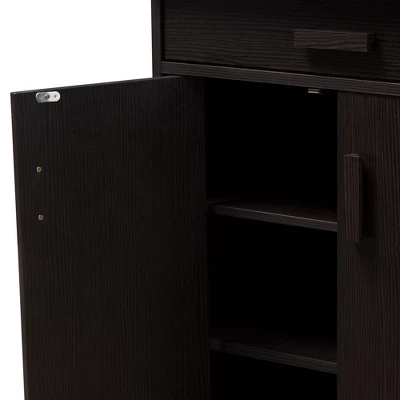 Bienna Modern And Contemporary Finished Shoe Cabinet Dark Brown - Baxton Studio - Image 7