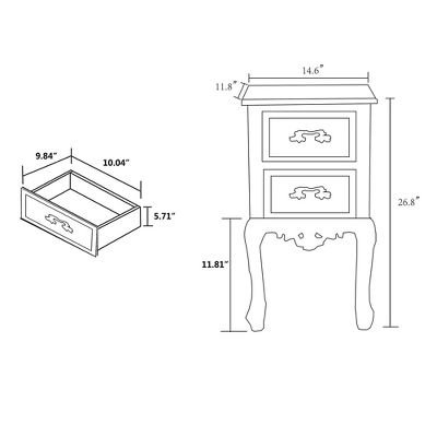 Levron Two-Tone And Antique Wood 2 Drawer Nightstand Walnut Brown/Antique White - Baxton Studio - Image 3