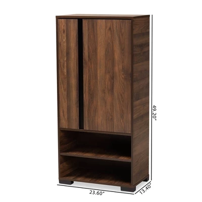 Raina Two-Tone Wood 2 Door Shoe Storage Cabinet Walnut Brown/Black - Baxton Studio - Image 11