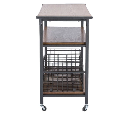 Lancashire Wood & Metal Kitchen Cart Brown - Baxton Studio - Image 4