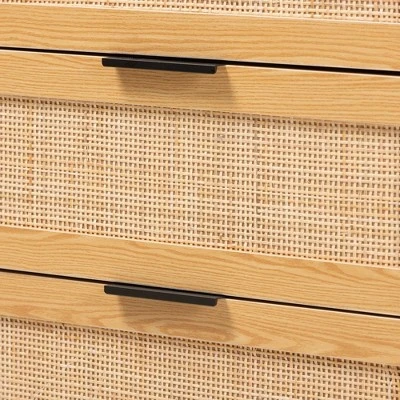 Maureen Wood And Rattan 5 Drawer Storage Chest Espresso/Natural Brown - Baxton Studio - Image 5