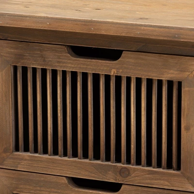 Clement 2 Drawer Wood Spindle Nightstand Brown - Baxton Studio - Image 4