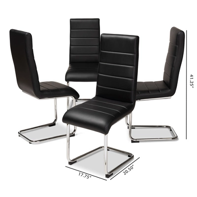 Set Of 4 Marlys Modern And Contemporary Faux Leather Upholstered Dining Chairs - Baxton Studio - Image 4