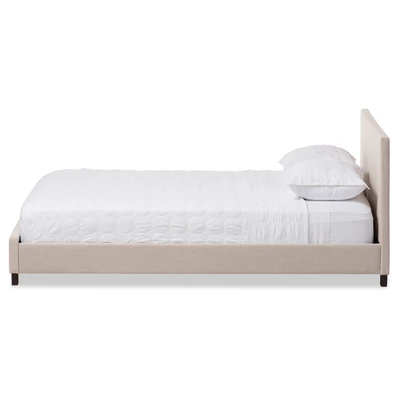 Elizabeth Modern And Contemporary Fabric Upholstered Panel - Stitched Platform Bed - Baxton Studio