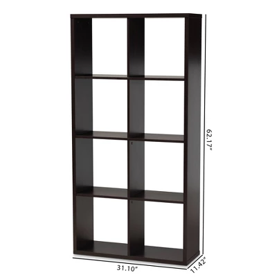 Janne 8 Cube Multipurpose Storage Shelf Dark Brown - Baxton Studio - Image 5