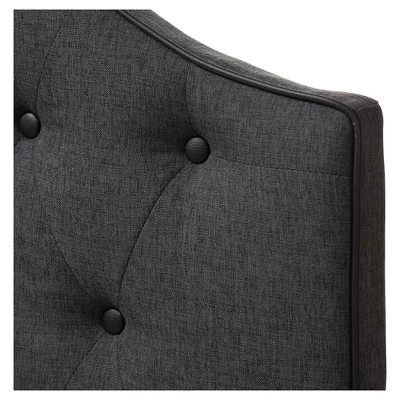 Queen Windsor Modern And Contemporary Fabric Upholstered Scalloped Buttoned Headboard Dark Gray - Baxton Studio - Image 2
