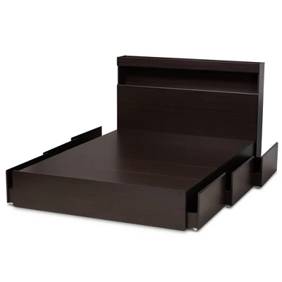 Queen 6 Drawer Blaine Wood Platform Storage Bed Dark Brown - Baxton Studio - Image 4