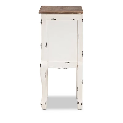 Levron Two-Tone And Antique Wood 2 Drawer Nightstand Walnut Brown/Antique White - Baxton Studio