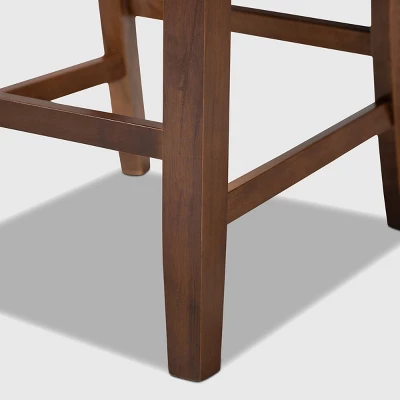 Set Of 2 Caron Fabric Upholstered Wood Counter Height Pub Chair Set Gray/Walnut - Baxton Studio - Image 4