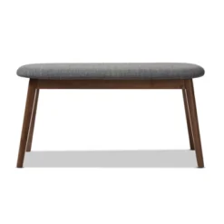 Baxton Studio Easton Mid Century Modern Walnut Finished Wood Fabric Upholstered Bench