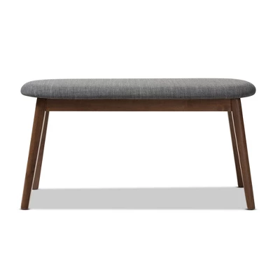 Baxton Studio Easton Mid Century Modern Walnut Finished Wood Fabric Upholstered Bench