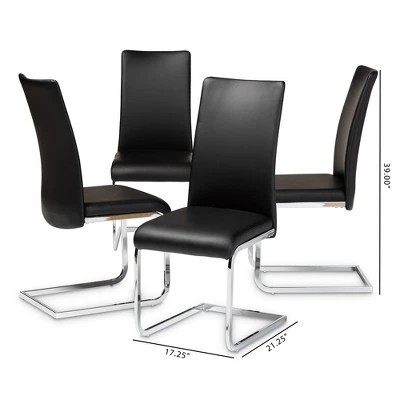 Set Of 4 Cyprien Modern And Contemporary Faux Leather Upholstered Dining Chairs - Baxton Studio - Image 4