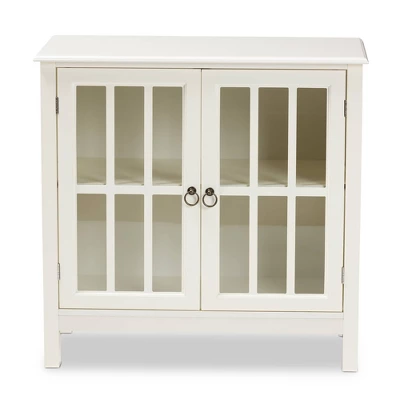 Kendall Wood And Glass Kitchen Cabinet White - Baxton Studio - Image 2
