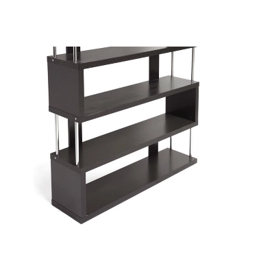 75.5" Barnes Six Shelf Modern Bookshelf Dark Brown - Baxton Studio - Image 2