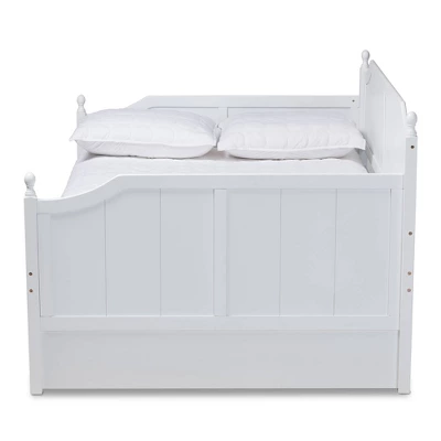 Full Millie Wood Daybed With Trundle White - Baxton Studio - Image 2