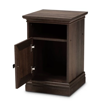 Nolan 1 Door Wood Nightstand Brown/Black - Baxton Studio