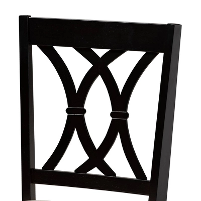 7pc Reneau Upholstered Wood Dining Set Sand Brown/Espresso - Baxton Studio - Image 3