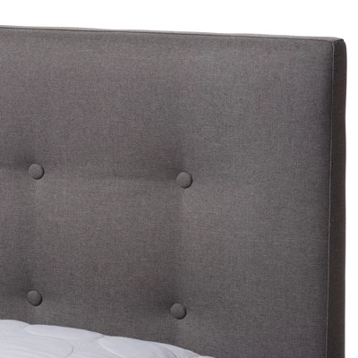 King Alinia Mid Century Retro Modern Fabric Upholstered Walnut Wood Platform Bed - Baxton Studio - Image 3