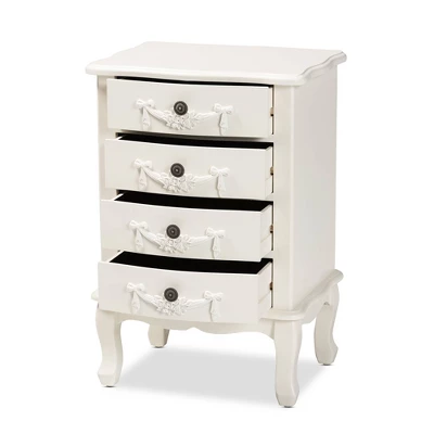 Callen Wood 4 Drawer Nightstand White - Baxton Studio - Image 2